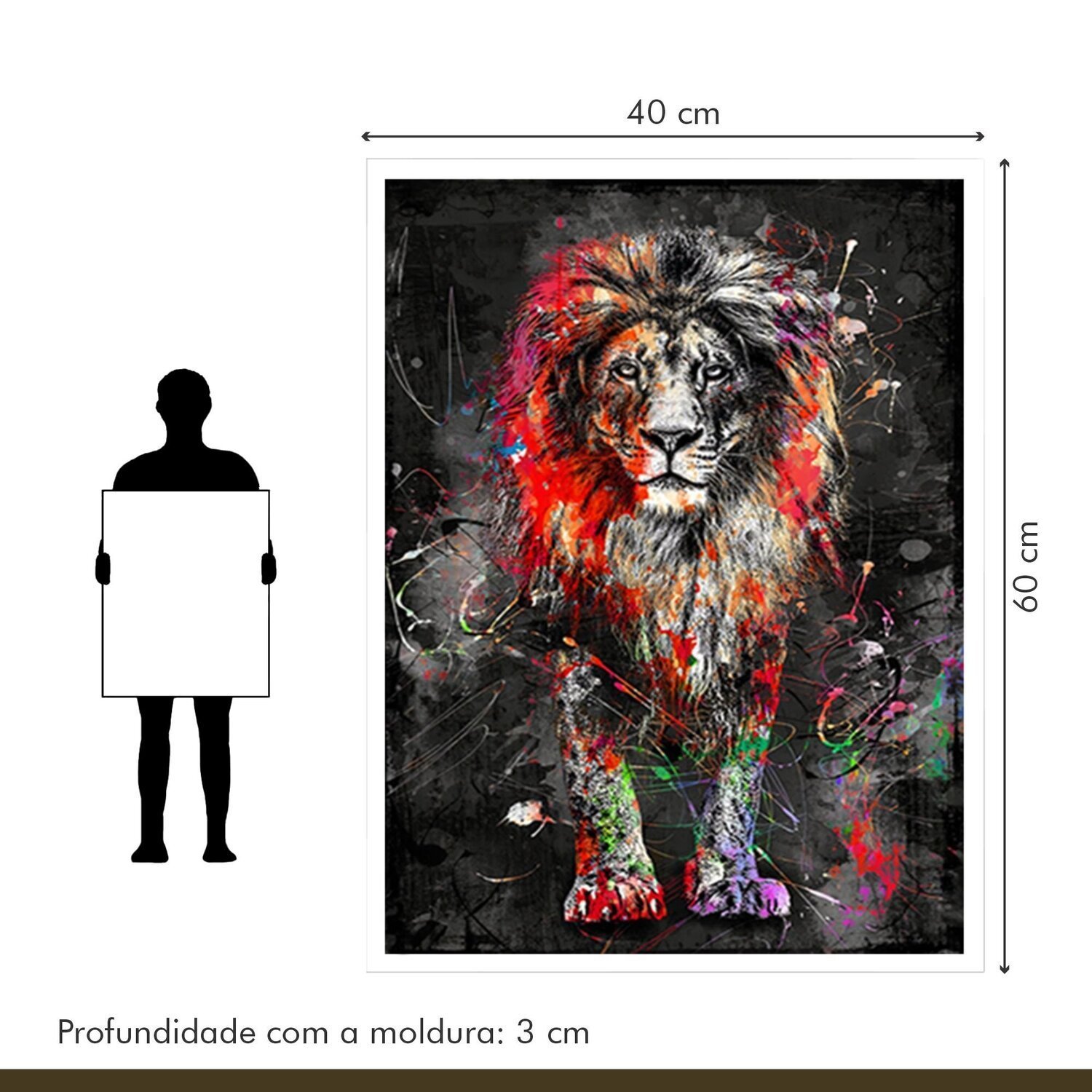 Quadro Decorativo Leão Animal 006 40x60 - 8