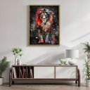 Ver imagem 1 de Quadro Decorativo Leão Colorido 006 Moldura em Madeira 40x60cm