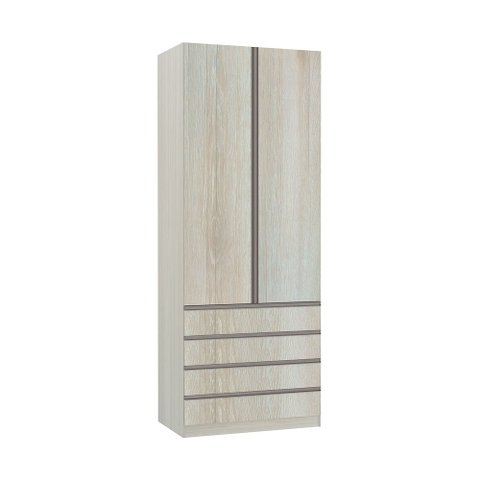 Guarda-roupa Solteiro Luciane 2 Portas 4 Gavetas Prime Plus 90 Cm