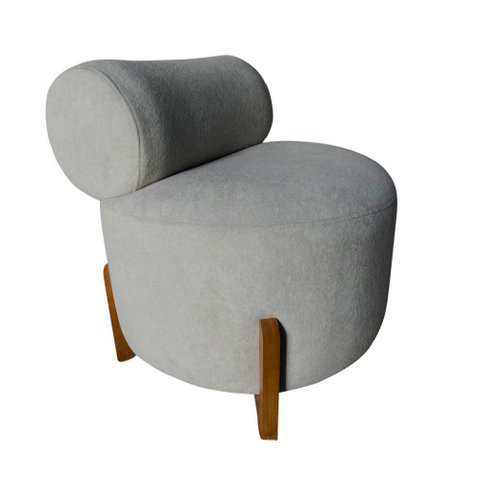 Poltrona Decorativa Mônaco Bouclé Cinza Claro