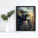 Ver imagem 2 de Quadro Decorativo Elefante Abstrato 007 Moldura em Madeira 30x42cm