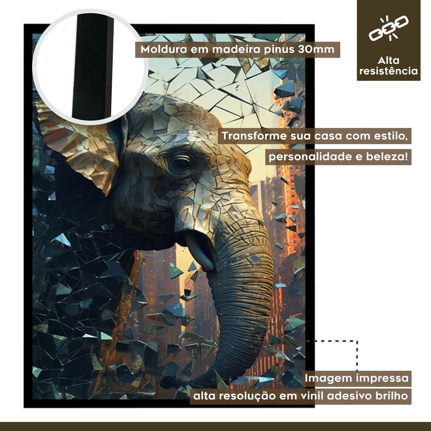 Quadro Decorativo Elefante Animal 007 30x42 - 4