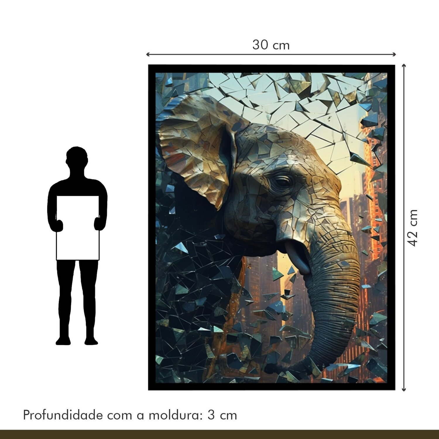 Quadro Decorativo Elefante Animal 007 30x42 - 8