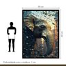 Quadro Decorativo Elefante Abstrato 007 Moldura em Madeira 30x42cm - 8
