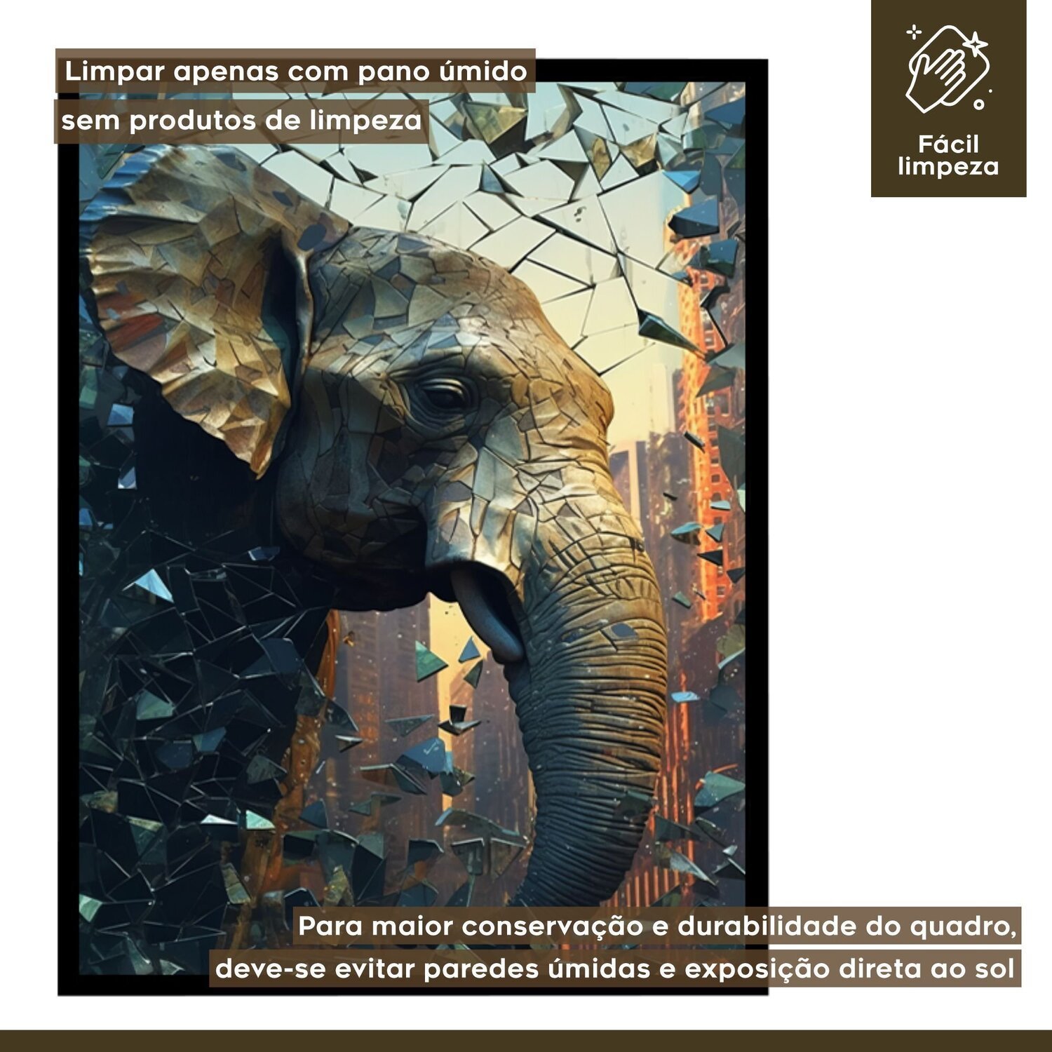 Quadro Decorativo Elefante Animal 007 30x42 - 6