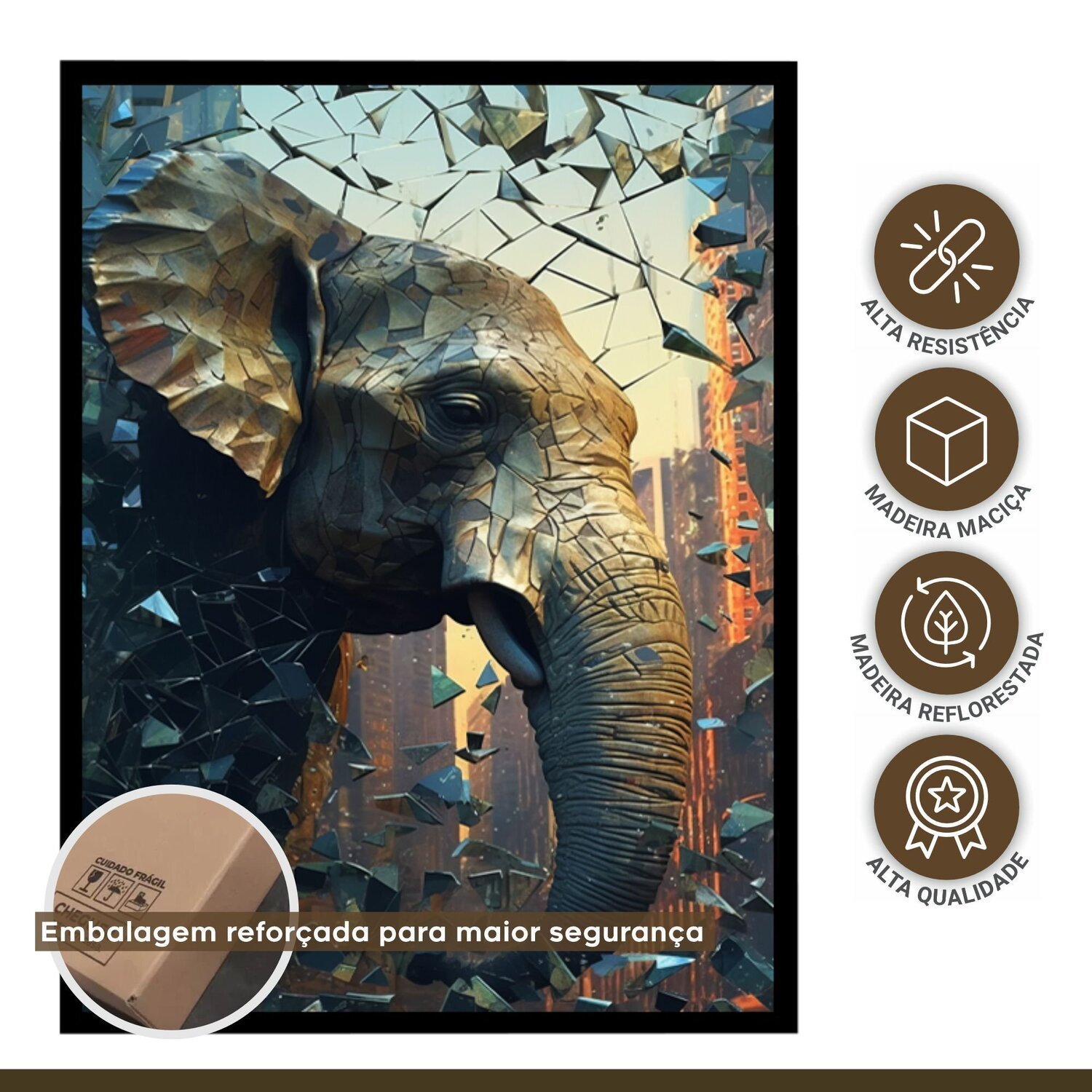Quadro Decorativo Elefante Animal 007 30x42 - 7
