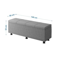 Baú Sapateira Estofada Casal 140 Cm Marte Linho Skybox Cor Cinza - 2