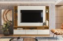 Ver imagem 1 de Painel Home Vigo 2024 P/ Tvs até 70" 3 Portas e Prateleiras P/ Itens - Jequitiba/off White