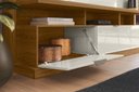 Ver imagem 2 de Painel Home Vigo 2024 P/ Tvs até 70" 3 Portas e Prateleiras P/ Itens - Jequitiba/off White