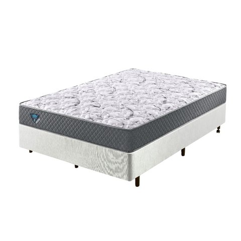 Cama Box Casal 138x188 com Colchão Molas Ensacadas Ecoflex Courino Linho