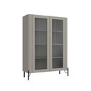 Ver imagem 1 de Cristaleira com 2 Portas 98,5cm Vidro Canelado Pés em Metal Cor:grigio com Preto