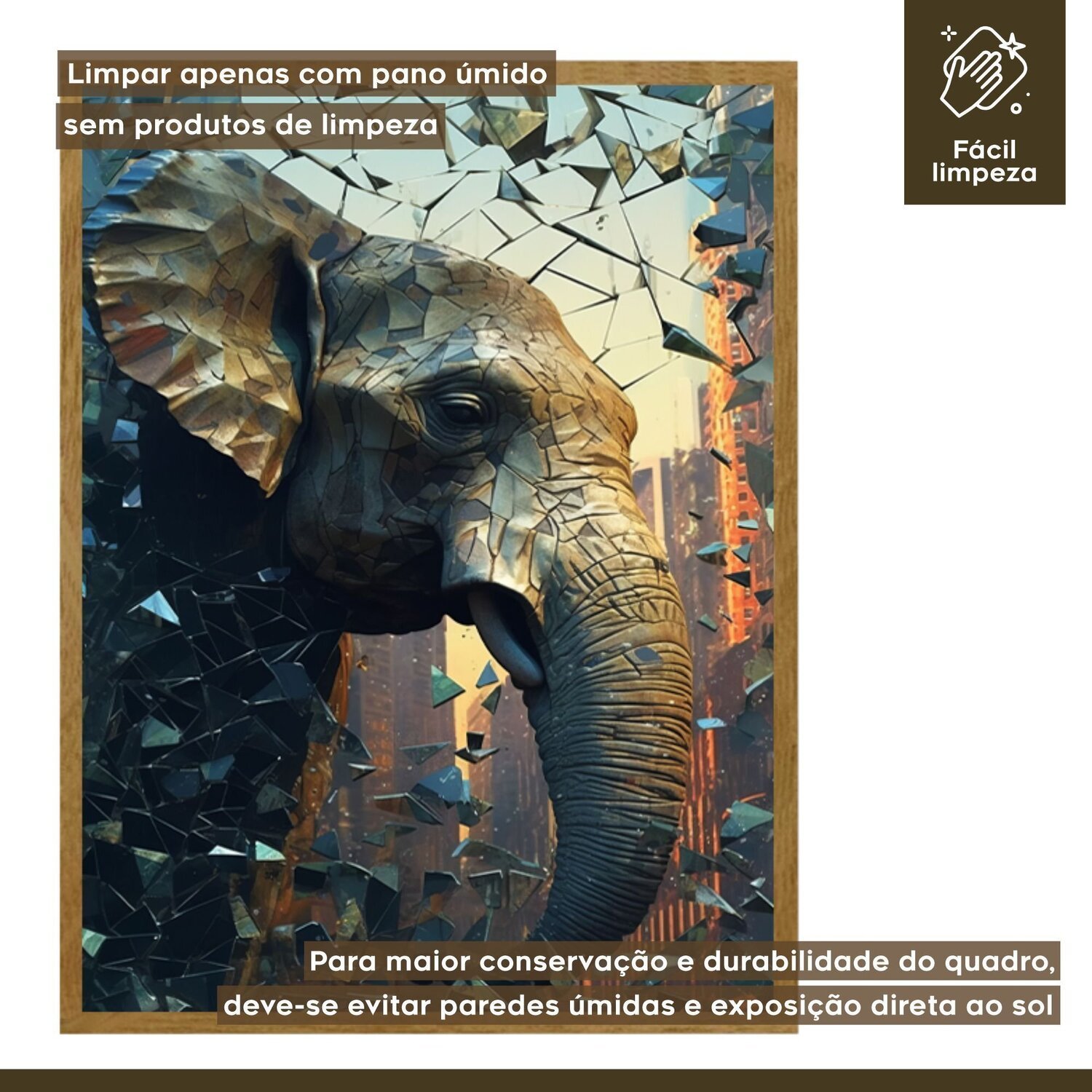 Quadro Decorativo Elefante Animal 007 40x60 - 6