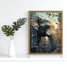 Quadro Decorativo Elefante Abstrato 007 Moldura em Madeira com Vidro 40x60cm - 2