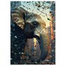 Quadro Decorativo Elefante Abstrato 007 Moldura em Madeira com Vidro 40x60cm - 9