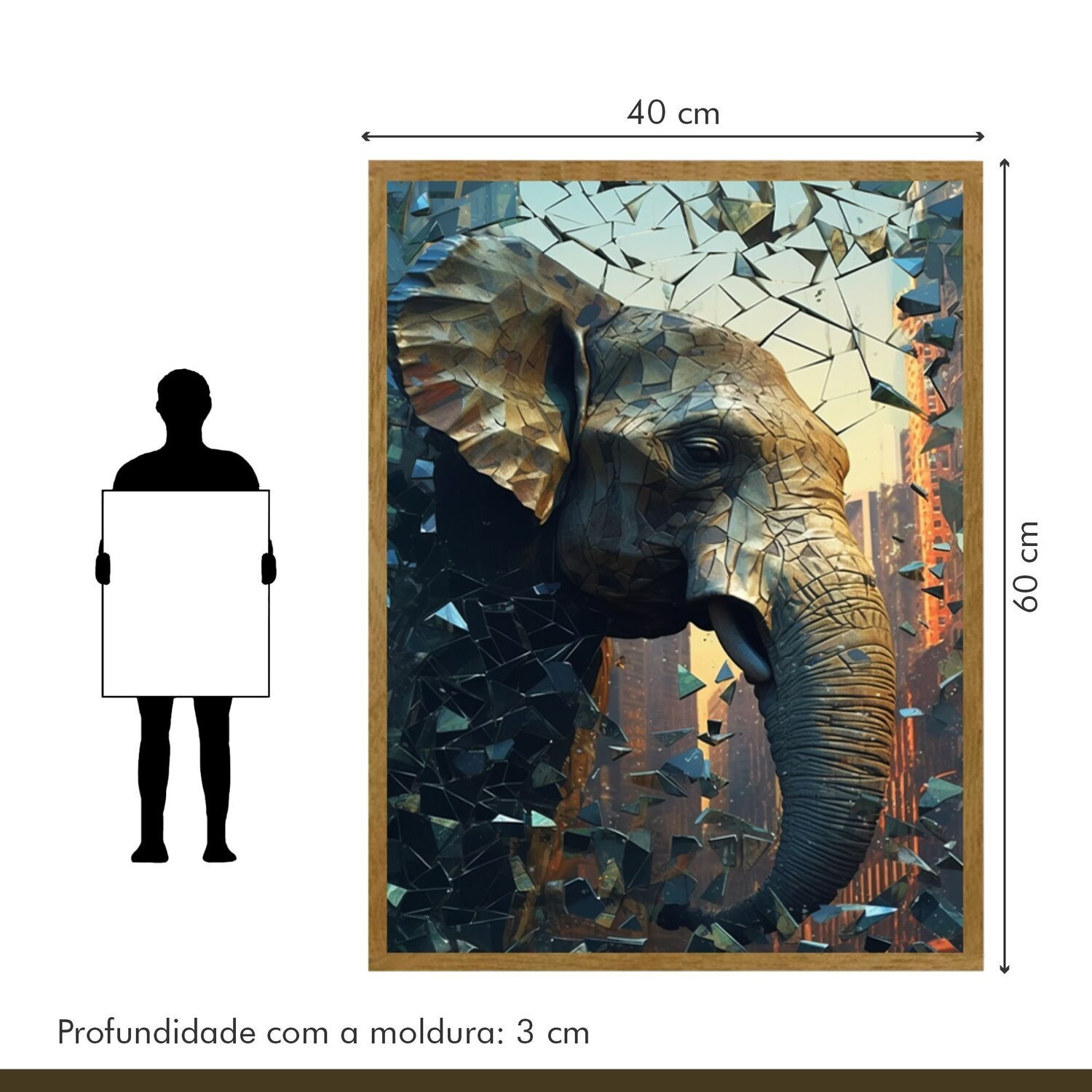 Quadro Decorativo Elefante Animal 007 40x60 - 8
