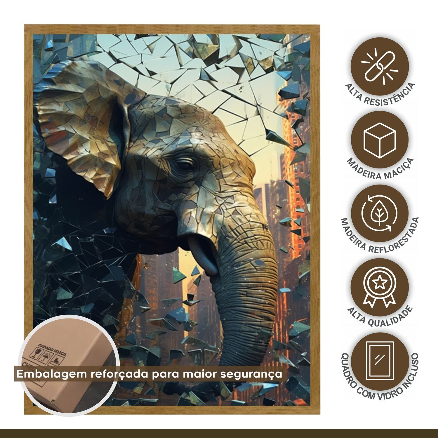 Quadro Decorativo Elefante Animal 007 40x60 - 7