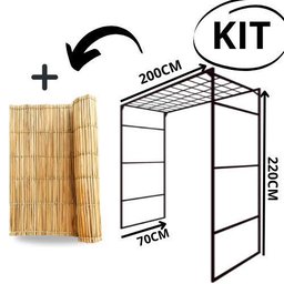 Kit Gazebo + Esteira de Palha Taboa para Decorar Jardins com Flores, 200cm Portátil e Desmontável - 2