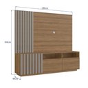 Ver imagem 3 de Rack 3 Portas e 2 Nichos com Painel Ripado para Tv 1,80m Cor:mel com Fumê