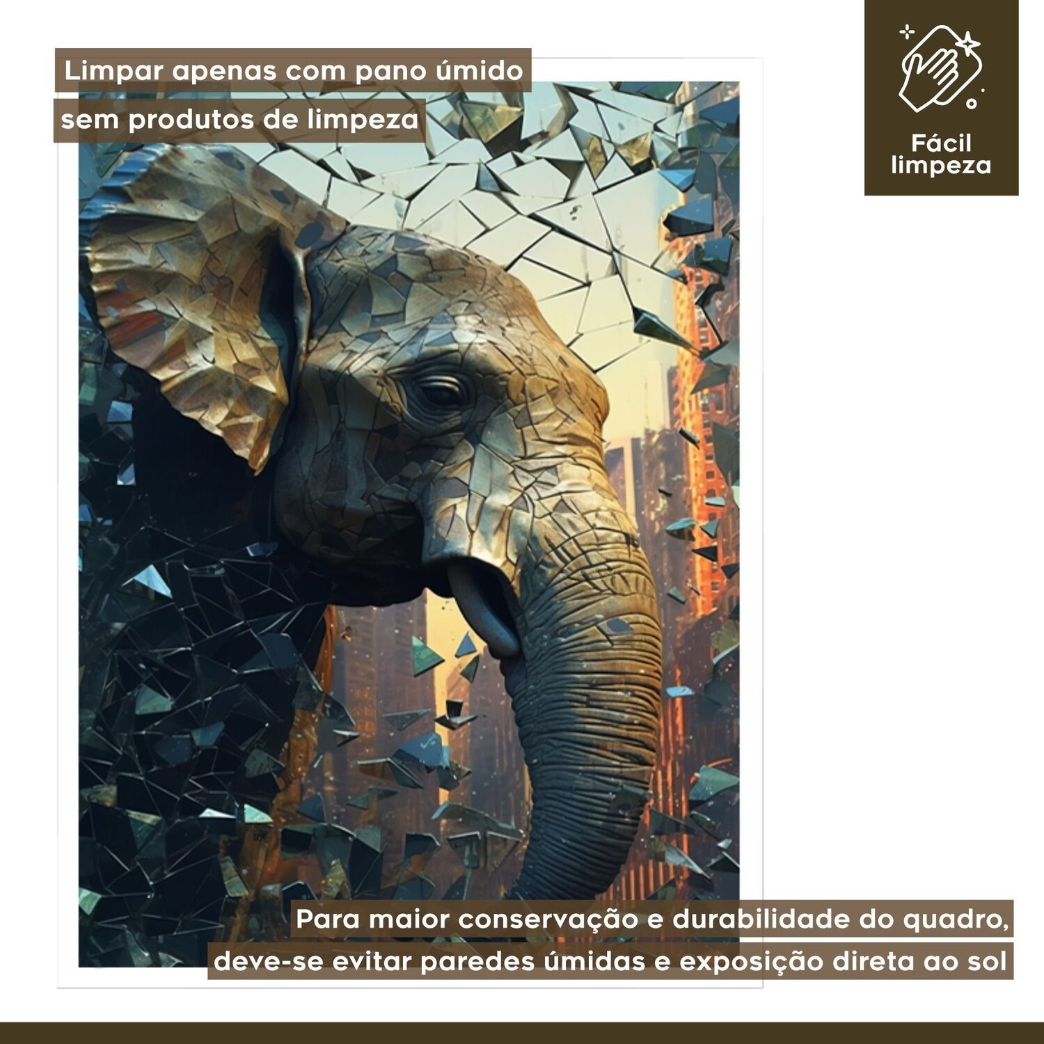 Quadro Decorativo Elefante Animal 007 60x80 - 6