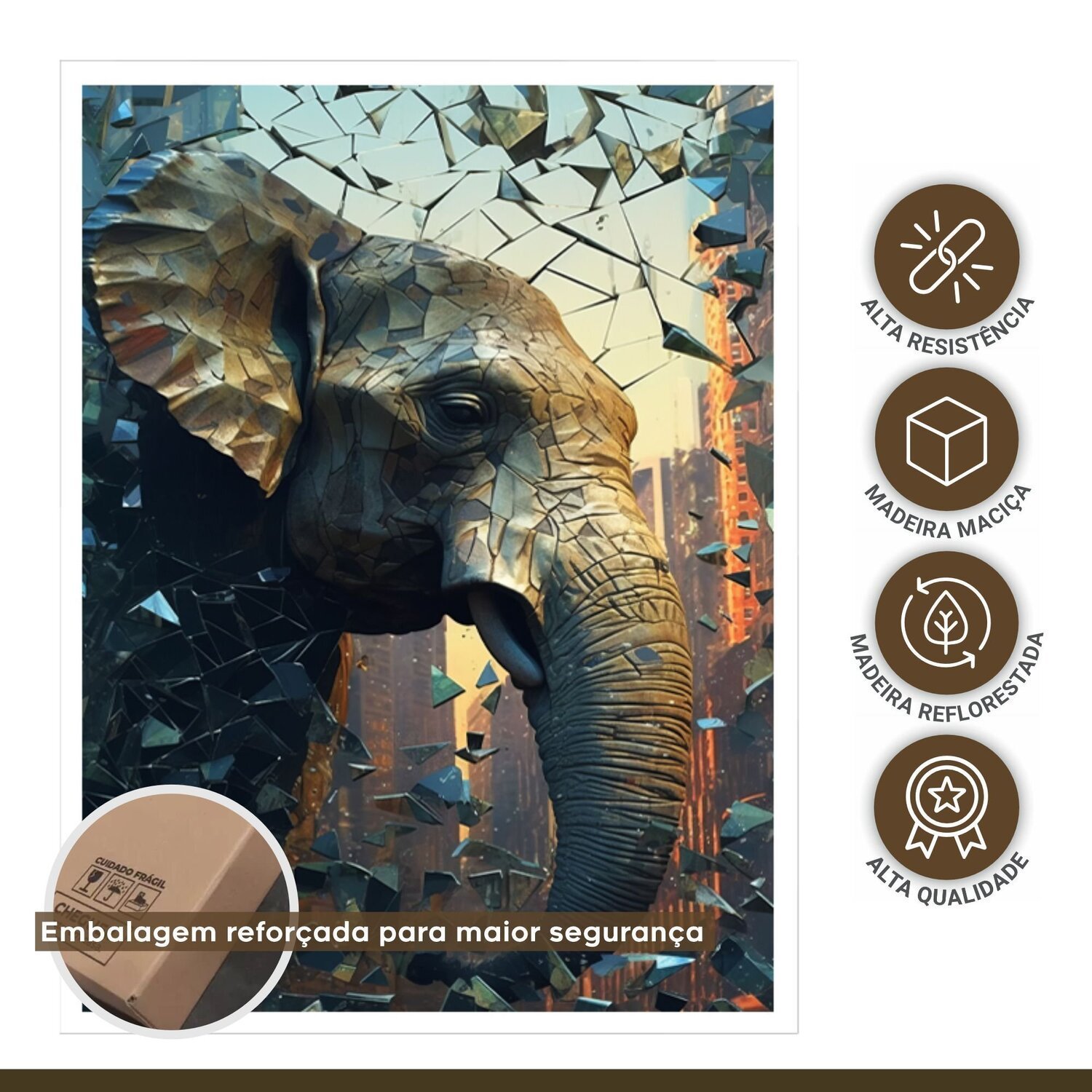 Quadro Decorativo Elefante Animal 007 60x80 - 7