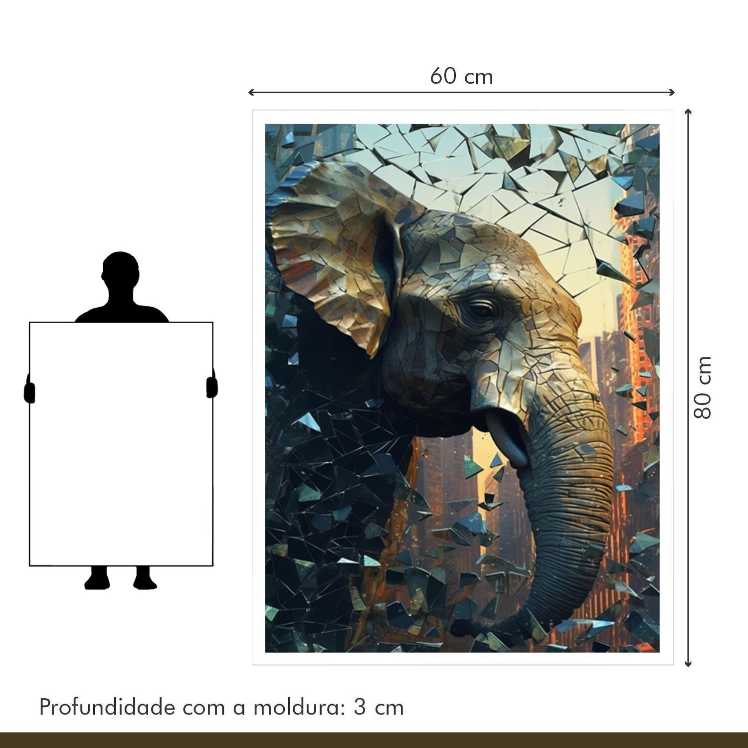 Quadro Decorativo Elefante Animal 007 60x80 - 8