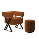Ver imagem 2 de Kit Poltrona e Puff Decorativa Dunas Estilo Industrial:bouclé Terracota