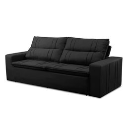 Sofá Retrátil e Reclinável 2 lugares com Molas 1,50m Ester Suede Preto Adonai Estofados - 5