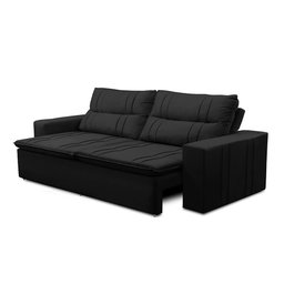 Sofá Retrátil e Reclinável 2 lugares com Molas 1,50m Ester Suede Preto Adonai Estofados - 6