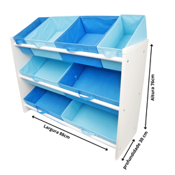 Organizador de Brinquedo Infantil Especial Azul Bebe e Azul Royal - 4