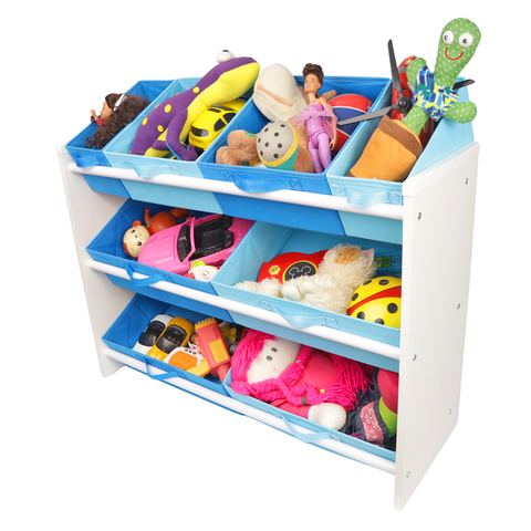Organizador de Brinquedo Infantil Especial Azul Bebe e Azul Royal