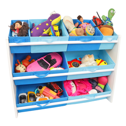 Organizador de Brinquedo Infantil Especial Azul Bebe e Azul Royal - 3