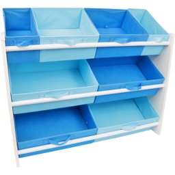 Organizador de Brinquedo Infantil Especial Azul Bebe e Azul Royal - 5