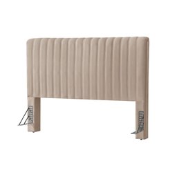 Cabeceira Cama Box Casal 1,40m Estofada Havai Veludo Bege - 2