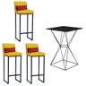 Kit Mesa Bistrô Lucca e 3 Banqueta Lucca Tampo Preto Ferro Preto Sintético Amarelo e Almofada Vermel - 1
