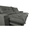 Ver imagem 5 de Sofa Retrátil e Reclinável 3,12m com Molas Ensacadas Cama Inbox Soft Tecido Suede Cinza