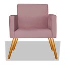 Ver imagem 3 de Kit 2 Poltrona Suede Rosê Marcela Decorativa Pés Palito Imbuia Mel Cadeira para Sala Recepção