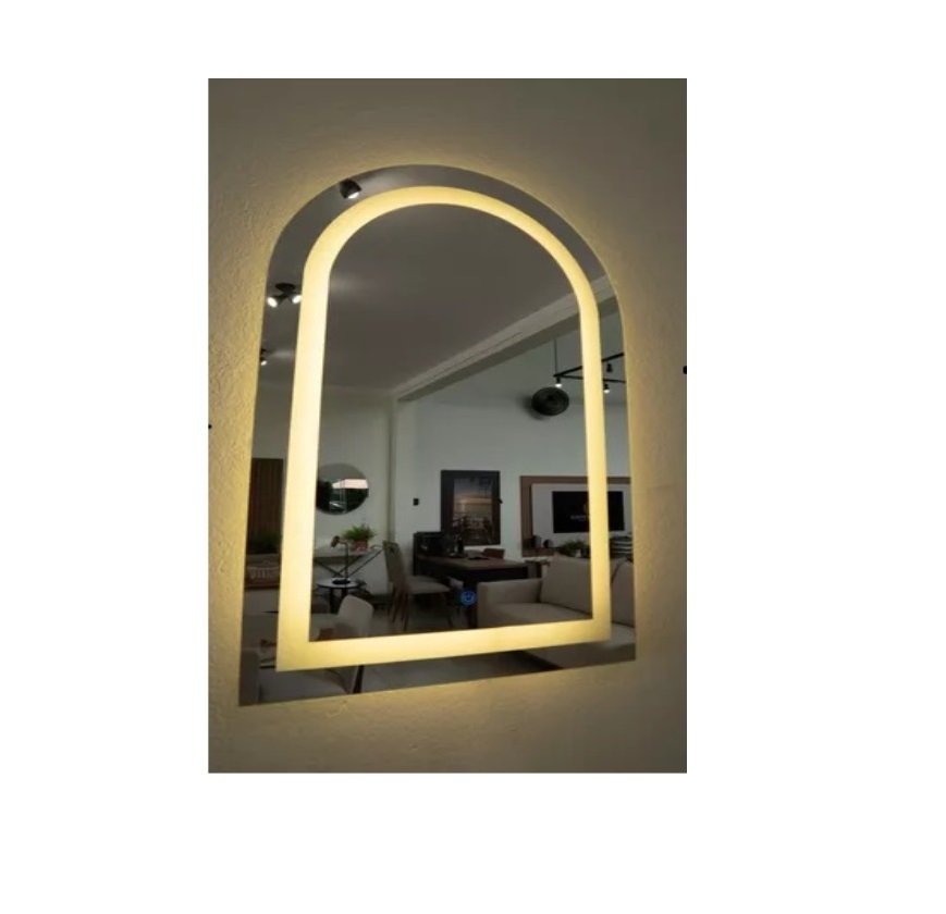 Ver imagem 6 de Espelho Jateado Arco Grande Iluminado com Led Quente Touch 160x80cm