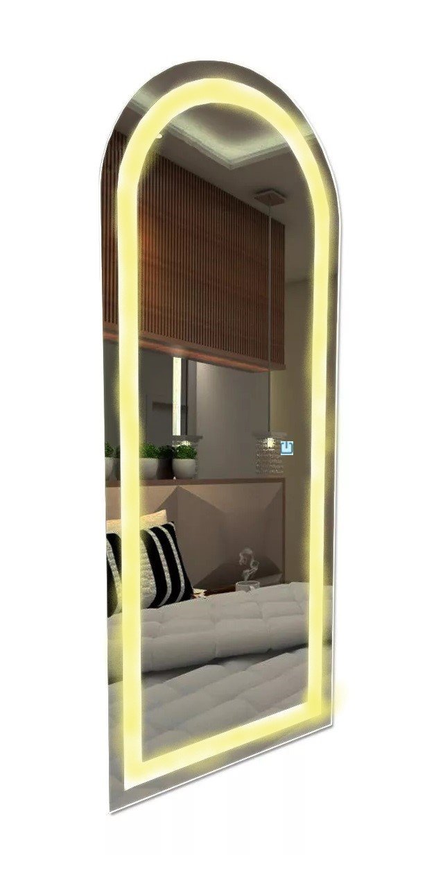 Espelho Jateado Arco Grande Iluminado com Led Quente Touch 160x80cm - 9