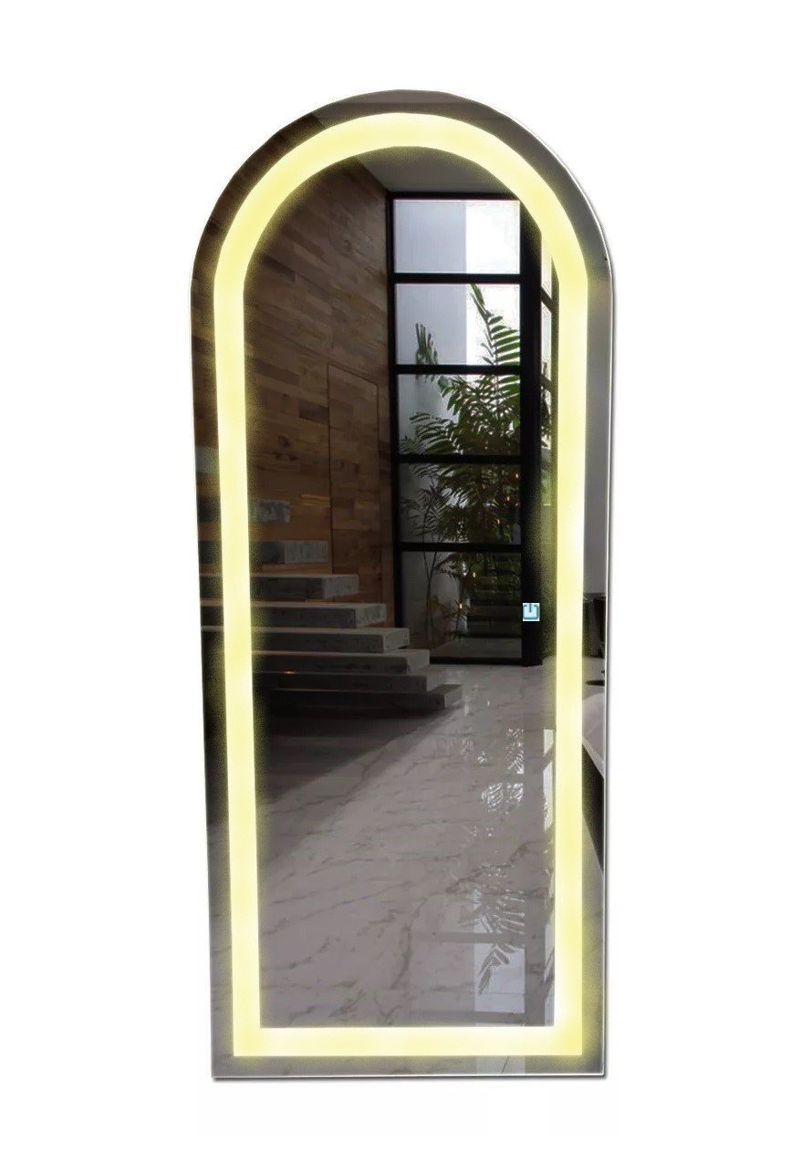 Espelho Jateado Arco Grande Iluminado com Led Quente Touch 160x80cm