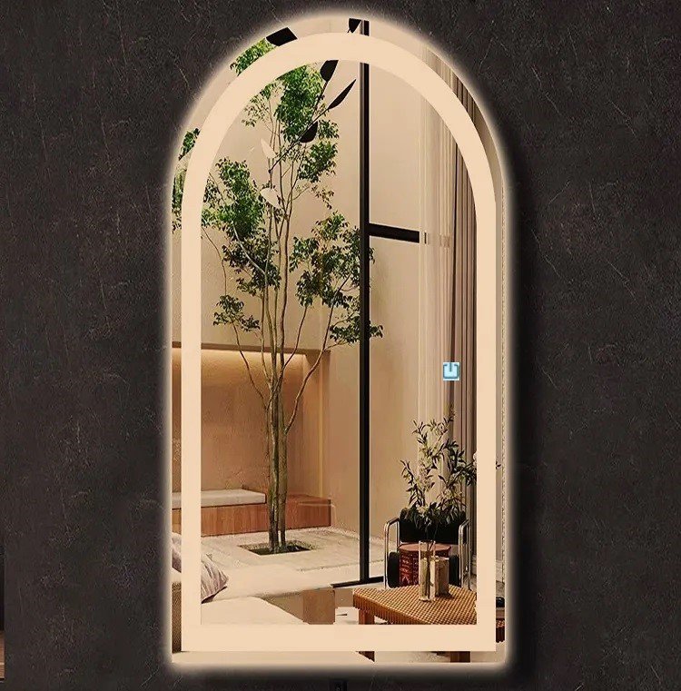 Ver imagem 5 de Espelho Jateado Arco Grande Iluminado com Led Quente Touch 160x80cm