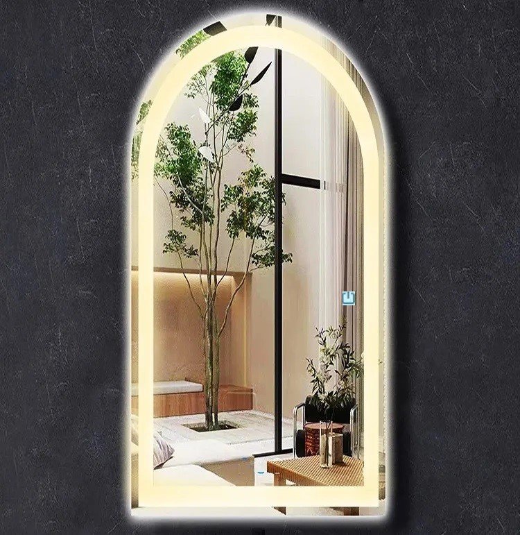 Espelho Jateado Arco Grande Iluminado com Led Quente Touch 160x80cm - 3