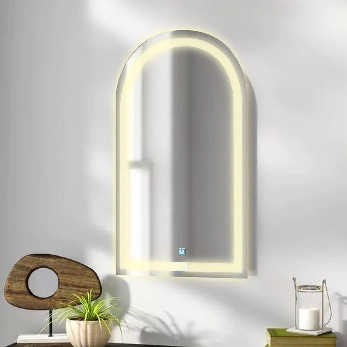 Ver mais imagens de Espelho Jateado Arco Grande Iluminado com Led Quente Touch 160x80cm