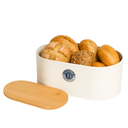 Ver imagem 2 de Lata Redonda Porta Pão com Tampa de Bambu - Creme