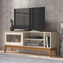 Ver imagem 2 de Rack para Tv até 55 Polegadas Trend 1 Porta Vidro Deslizante Reflecta 136cm - Off White e Cedro