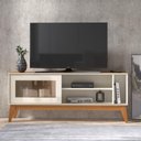 Ver imagem 1 de Rack para Tv até 55 Polegadas Trend 1 Porta Vidro Deslizante Reflecta 136cm - Off White e Cedro