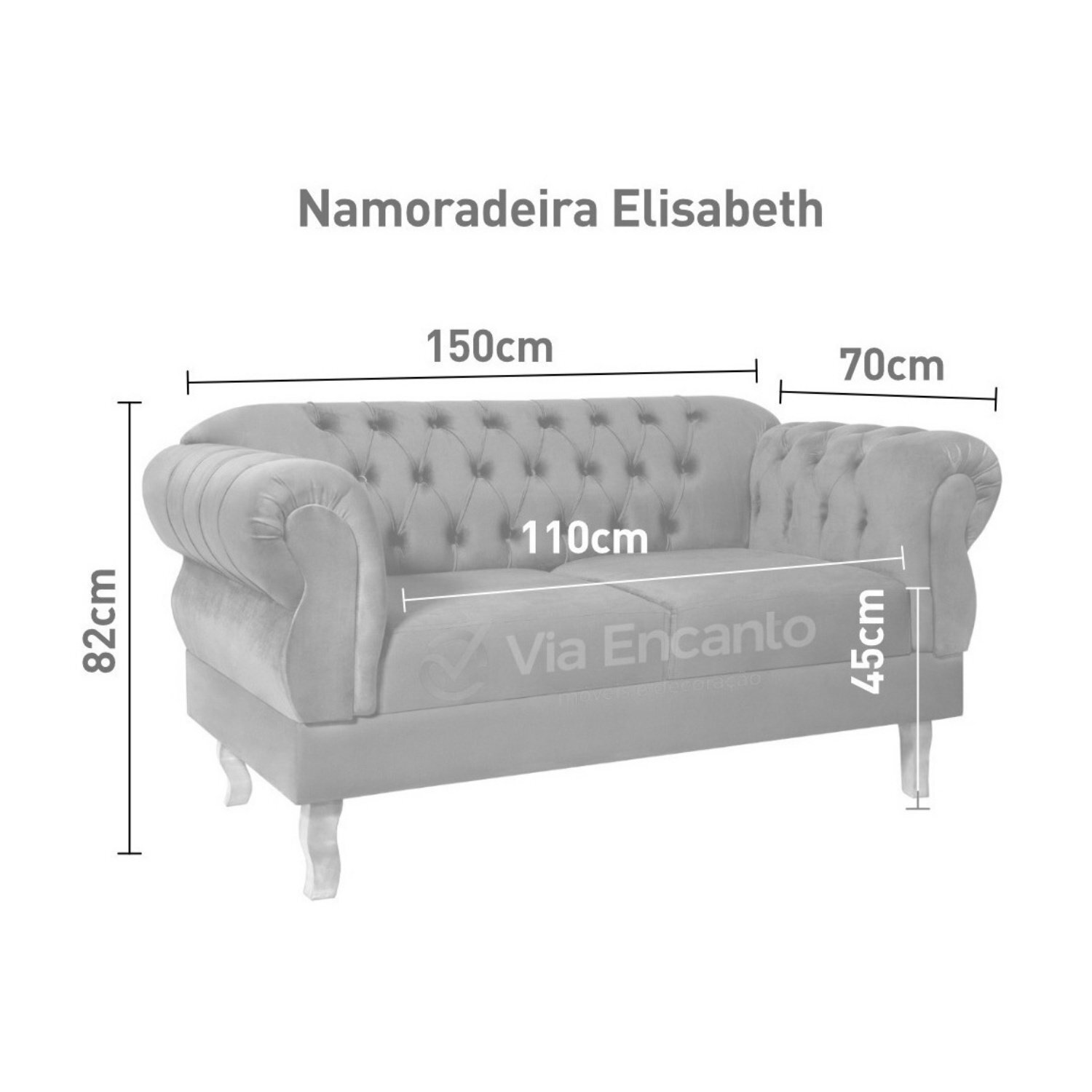 Namoradeira Chest 2 Lugares Elisabeth Courano 150cm - 3