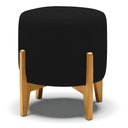 Ver imagem 1 de Puff Stella Linho Preto A79 Base Madeira Castanho - D’Rossi
