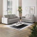 Ver imagem 1 de Conjunto Sofá com 2 e 3 Lugares em Linho Orquídea CabeCasa MadeiraOriginals Cinza