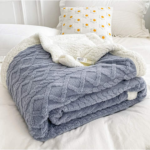 Cobertor Manta Casal Glamour Sherpa Colorida  Dupla Face Relevo Macio:cinza