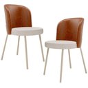 Ver imagem 1 de Kit 2 Cadeiras Sala de Jantar Estofada Gavi Arena L02 Couríssimo Camel Linho Cru Lyam Decor